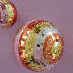 Accessoires Design^Rice Boule Disco 29 Cm - Rayures Rose