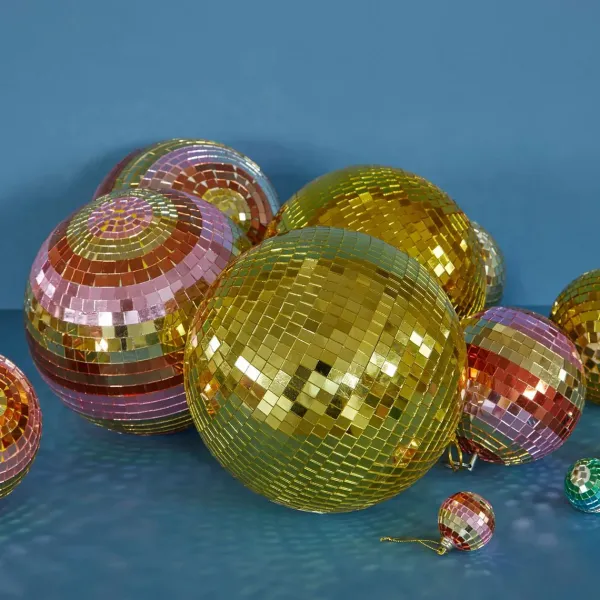Accessoires Design^Rice Boule Disco O 18 Cm - Rayures Rose