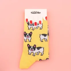 Chaussettes^Coucou Suzette Chaussettes Bouledogue 35/44 - Jaune