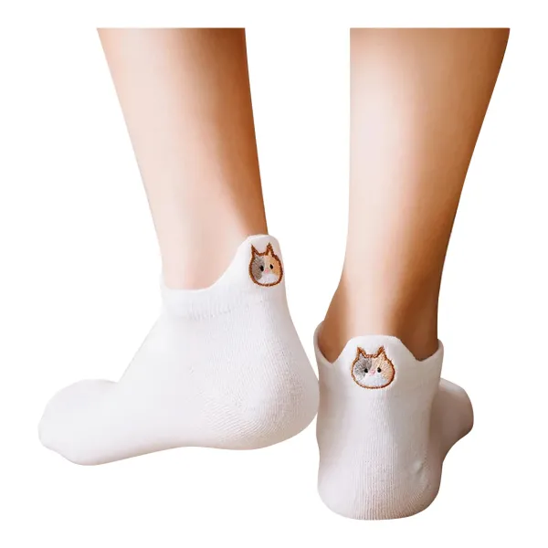 Chaussettes^Tites Chaussettes Chaussettes Languette Chat 35/42 - Blanc