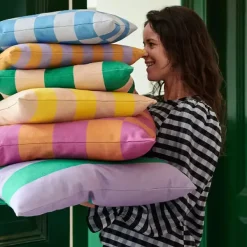 Coussins^FEST Amsterdam Coussin A Rayures - 60 X 60 Cm - Vert/Violet