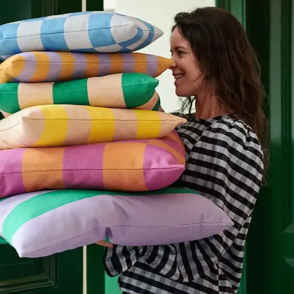 Coussins^FEST Amsterdam Coussin A Rayures - 60 X 60 Cm - Vert/Violet