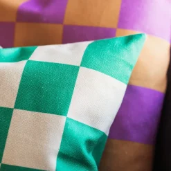 Coussins^FEST Amsterdam Coussin Checks - 45 X 45 Cm - Vert/Sable