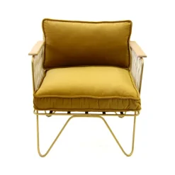 Fauteuils & Repose-Pieds^Honoré Fauteuil Croisette En Velours Camel - Dore & Bois Fonce