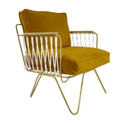Fauteuils & Repose-Pieds^Honoré Fauteuil Croisette En Velours Camel - Dore & Bois Clair
