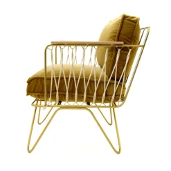 Fauteuils & Repose-Pieds^Honoré Fauteuil Croisette En Velours Camel - Dore & Bois Clair