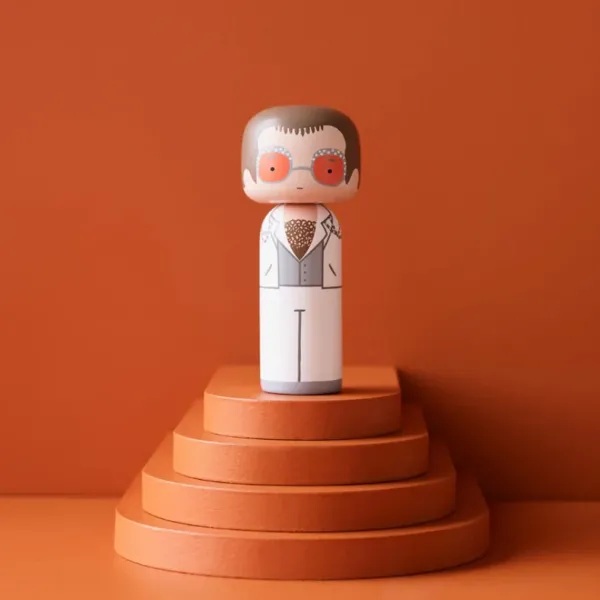 Sculptures & Figurines^Lucie Kaas Figurine En Bois Kokeshi Sketch.Inc Elton Blanc - 14.5 Cm