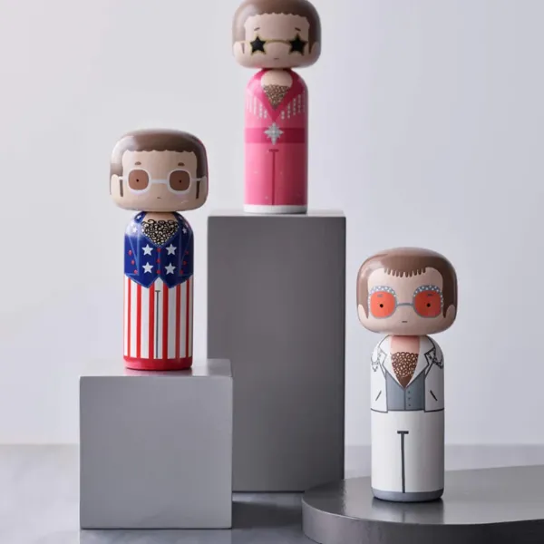Sculptures & Figurines^Lucie Kaas Figurine En Bois Kokeshi Sketch.Inc Elton Blanc - 14.5 Cm