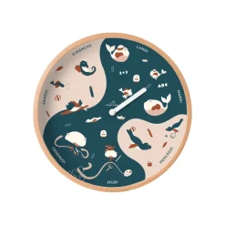 Décorations Enfant^Ocean Clock Horloge Semaine Pour Enfant En Bois - Bleu