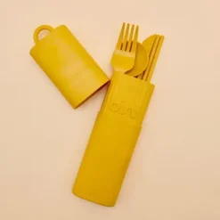 Assiettes & Couverts^Sélectionné par Fleux Kit De Couverts Reutilisables Et Nomades En Matiere Biosourcee Jaune