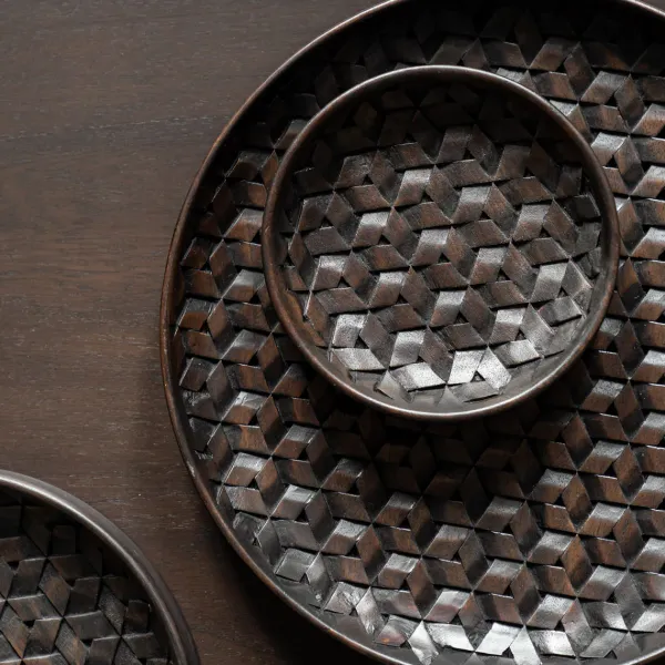 Plats & Plateaux^Ethnicraft Lot De 3 Plats Tampa En Acajou O 30 Cm - Brun Fonce