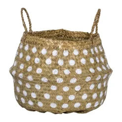 Paniers & Boîtes^Bloomingville Panier En Osier Pois Blancs