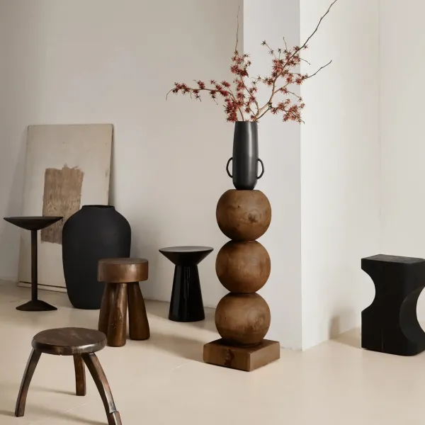 Tables Basses & D'Appoint^Sélectionné par Fleux Piedestal Bulb En Bois D'Acajou