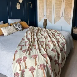 Linge De Lit^Doing Goods Plaid Tala Palmtree En Coton - Sand