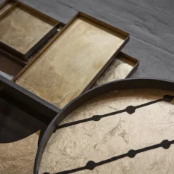 Plats & Plateaux^Ethnicraft Plateau En Verre Et Feuille D'Or Brown Dots - O 48 Cm