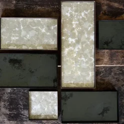 Plats & Plateaux^Ethnicraft Plateau Miroir Vieilli Carre - Charbon - 16 X 16 Cm