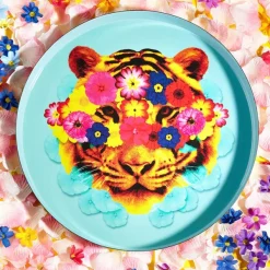 Vide-Poches^Gangzai Plateau Rond Mask Tiger En Fer - O 33 Cm