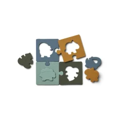 Jeux Éducatifs^Liewood Puzzle Bodil En Silicone - Dino Bleu