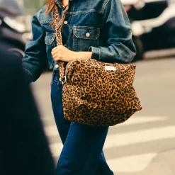 Sacs & Cabas^Rive Droite Paris Sac Sauval City Bag En Coton Recycle - Leopard