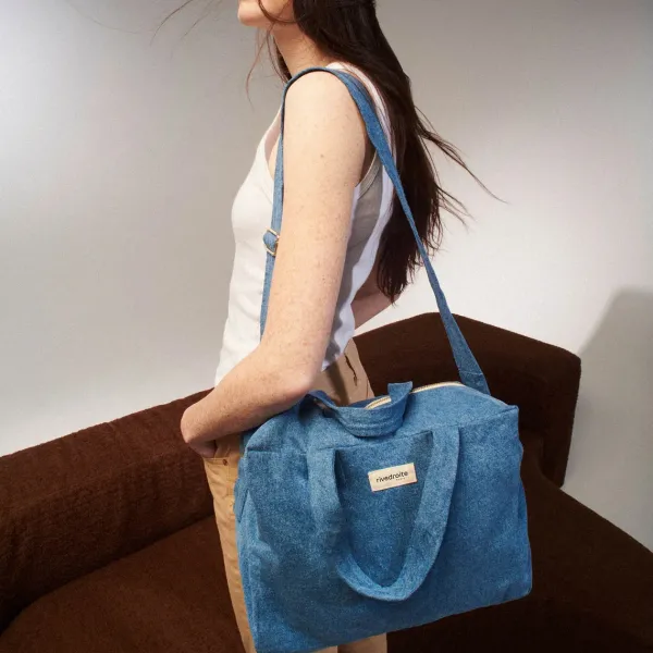 Sacs & Cabas^Rive Droite Paris Sac Sauval City Bag En Coton Recycle - Denim Brut