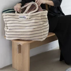 Sacs & Cabas^Sélectionné par Fleux Sac Weekend A Rayures - Cream & Ink