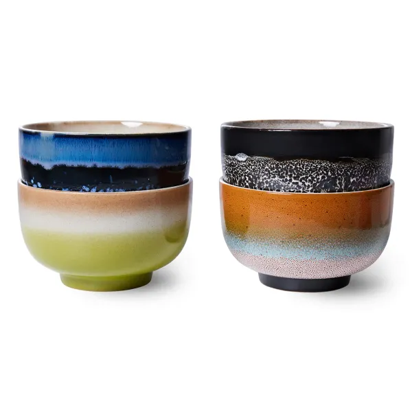 Bols & Coupelles^HK Living Set De 4 Bols Ceramique 70'S Groovy