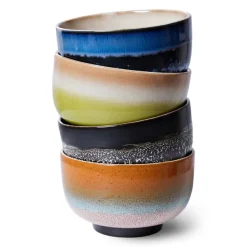 Bols & Coupelles^HK Living Set De 4 Bols Ceramique 70'S Groovy