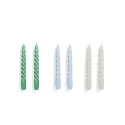 Bougies, Bougeoirs Et Allumettes^Hay Set De 6 Bougies Twist - Vert/Bleu/Gris