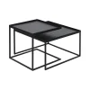 Tables Basses & D'Appoint^Ethnicraft Set De 2 Tables A Plateau Square En Metal Et Bois - L 39 / 52 Cm