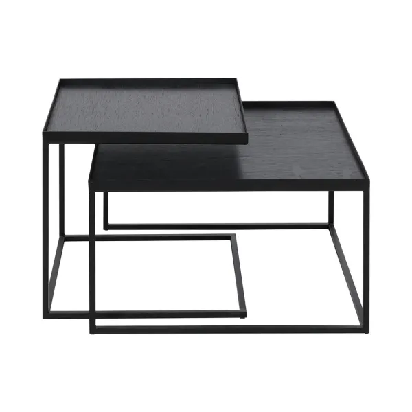 Tables Basses & D'Appoint^Ethnicraft Set De 2 Tables A Plateau Square En Metal Et Bois - L 39 / 52 Cm