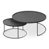 Tables Basses & D'Appoint^Ethnicraft Set De 2 Tables Basses Pour Plateaux Ronds En Metal Noir - O 62 Cm & O 93 Cm