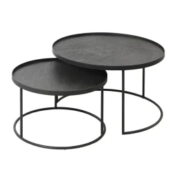 Tables Basses & D'Appoint^Ethnicraft Set De 2 Tables Basses Pour Plateaux Ronds - O 62 Cm & O 49 Cm
