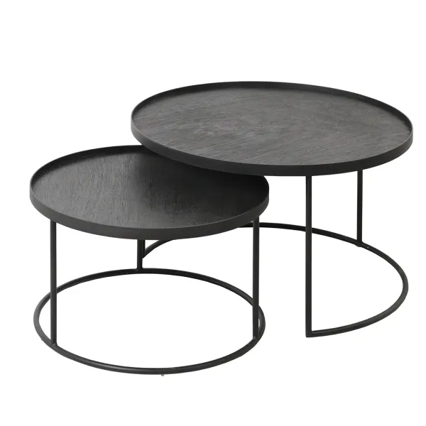 Tables Basses & D'Appoint^Ethnicraft Set De 2 Tables Basses Pour Plateaux Ronds - O 62 Cm & O 49 Cm