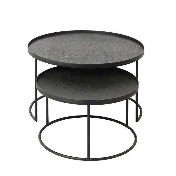Tables Basses & D'Appoint^Ethnicraft Set De 2 Tables Basses Pour Plateaux Ronds - O 62 Cm & O 49 Cm