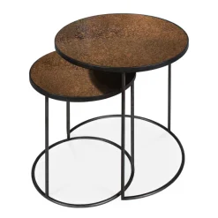 Tables Basses & D'Appoint^Ethnicraft Set De 2 Tables D'Appoint Heavy Aged Bronze