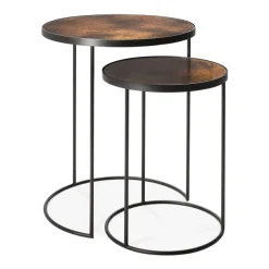 Tables Basses & D'Appoint^Ethnicraft Set De 2 Tables D'Appoint Heavy Aged Bronze