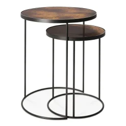 Tables Basses & D'Appoint^Ethnicraft Set De 2 Tables D'Appoint Heavy Aged Bronze