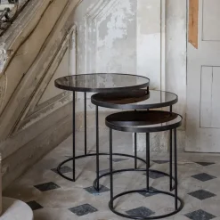 Tables Basses & D'Appoint^Ethnicraft Set De 2 Tables D'Appoint Heavy Aged Bronze