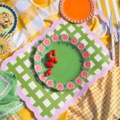 Sets De Table & Dessous De Verre^Fleux Set De Table Biscotti A Carreaux - 38 Cm X 48 Cm -Kaki & Rose