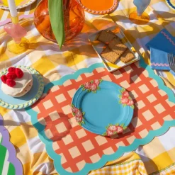 Sets De Table & Dessous De Verre^Fleux Set De Table Biscotti A Carreaux - 38 Cm X 48 Cm -Rouge & Bleu
