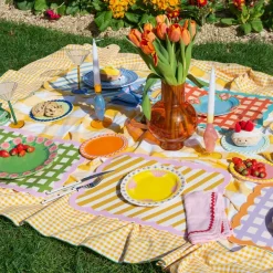 Sets De Table & Dessous De Verre^Fleux Set De Table Biscotti A Carreaux - 38 Cm X 48 Cm -Lilas & Orange