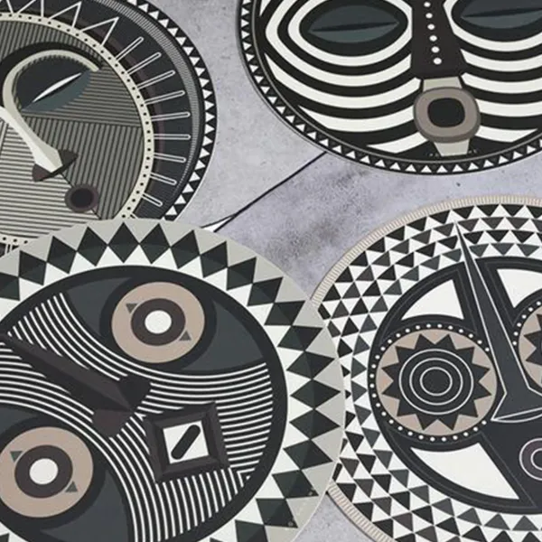 Sets De Table & Dessous De Verre^Pôdevache Set De Table Rond Masque Africain Dourou En Vinyle - O 38 Cm
