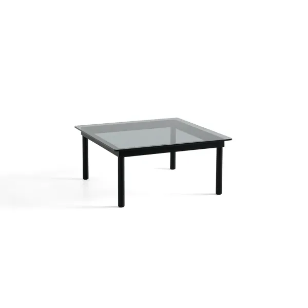 Tables Basses & D'Appoint^Hay Table Basse Kofi Chene Massif Noir & Verre Teinte Gris - L 80 X L 80 X H 36 Cm