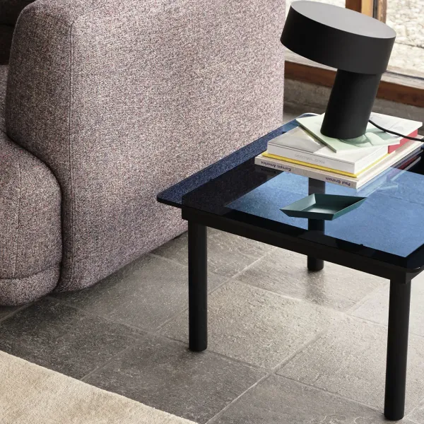 Tables Basses & D'Appoint^Hay Table Basse Kofi Chene Massif Noir & Verre Teinte Gris - L 80 X L 80 X H 36 Cm