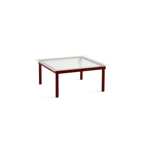 Tables Basses & D'Appoint^Hay Table Basse Kofi Chene Massif Rouge Grange & Verre Roseau Transparent - L 80 X L 80 X H 36 Cm