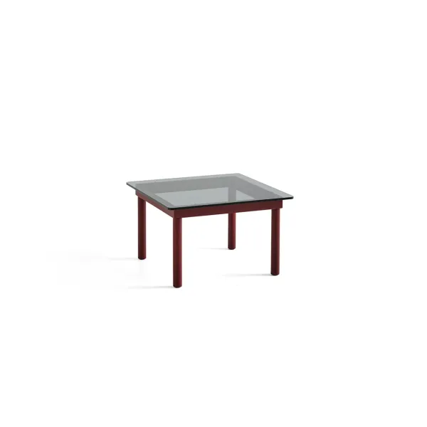 Tables Basses & D'Appoint^Hay Table Basse Kofi Chene Massif Rouge Grange & Verre Teinte Gris - L 60 X L 60 X H 36 Cm