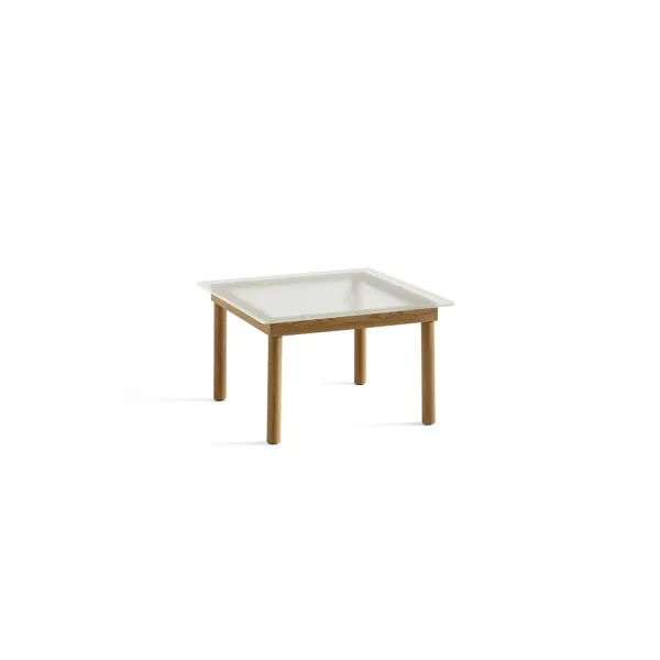 Tables Basses & D'Appoint^Hay Table Basse Kofi Chene Massif & Verre Roseau Transparent - L 60 X L 60 X H 36 Cm