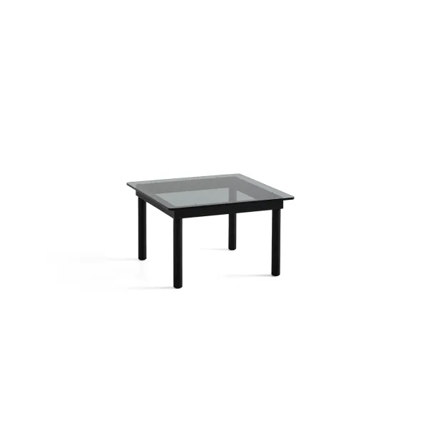 Tables Basses & D'Appoint^Hay Table Basse Kofi Chene Massif Noir & Verre Teinte Gris - L 60 X L 60 X H 36 Cm
