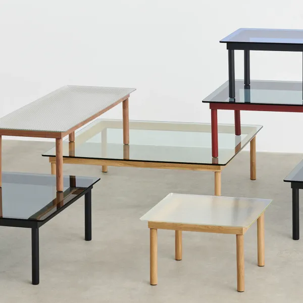 Tables Basses & D'Appoint^Hay Table Basse Kofi Chene Massif Noir & Verre Roseau Clair - L 140 X L 50 X H 36 Cm