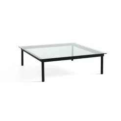 Tables Basses & D'Appoint^Hay Table Basse Kofi Chene Massif Noir & Verre Clair - L 120 X L 120 X H 36 Cm